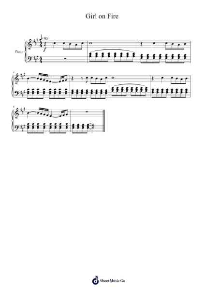 Girl on Fire Sheet Music by Alicia Keys-Arr.Georfoe