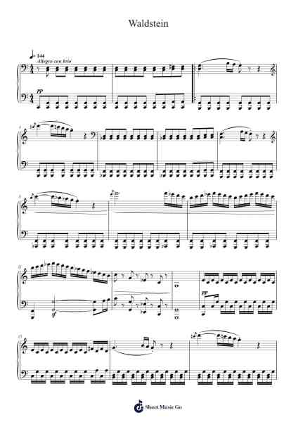 Piano Sonata No. 21 in C Major, Op. 53 "Waldstein" Sheet Music by Ludwig van Beethoven-Arr.Molsham