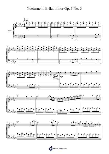 Nocturne in E-flat Minor "Dramatic Night" Op. 3 No. 3 Sheet Music by Adedair Boscan-Arr.Kelins Woothe