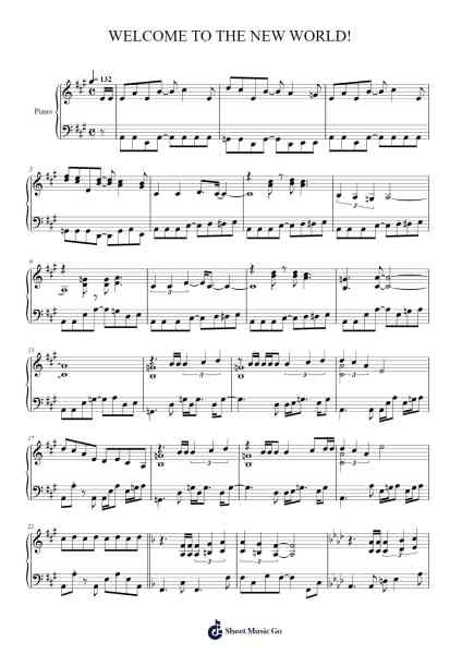 WELCOME TO THE NEW WORLD! Sheet Music by Yuuta Ogasawara-Arr.Johning