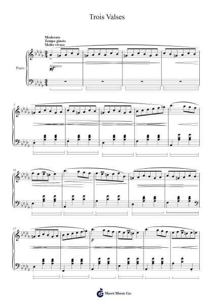 Trois Valses, Op. 64, B. 164 Sheet Music by Frédéric Chopin-Arr.Bophen