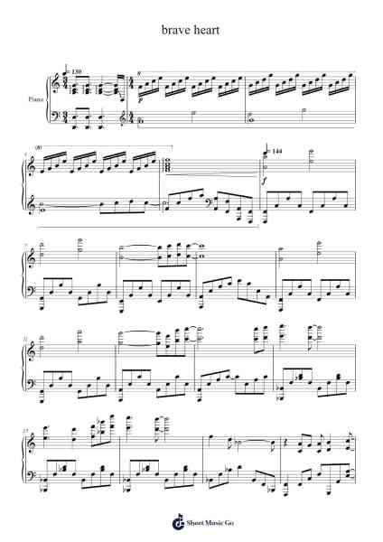 brave heart Sheet Music by Misc Cartoons-Arr.Kirkwen Meldell