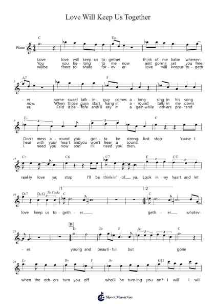 Love Will Keep Us Together Sheet Music by Neil Sedaka-Arr.Wheatlin Ranpkins