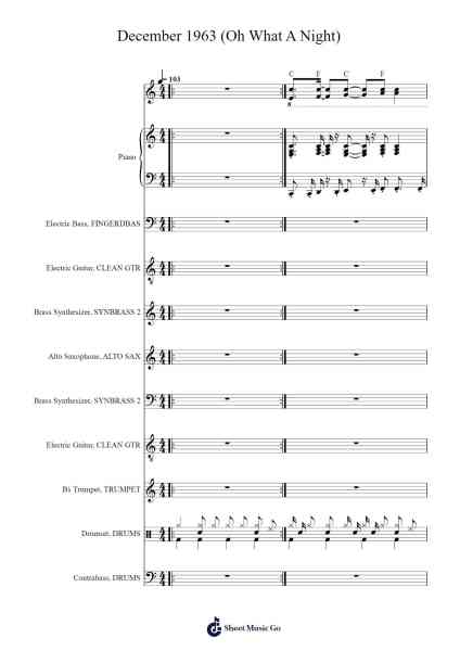 December 1963 (Oh What A Night) Sheet Music by The Four Seasons-Arr.Thodorece