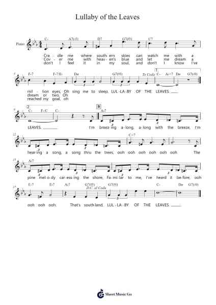 Lullaby of the Leaves Sheet Music by Bernice Petkere-Arr.Kepmill Rexbloor