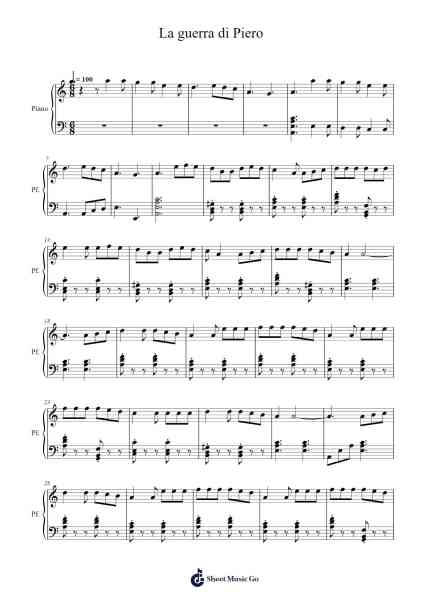 La guerra di Piero Sheet Music by Fabrizio De André-Arr.Stanthy