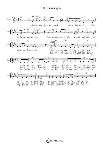 1000 razlogov Sheet Music by Jonas Myrin/Matt Redman-Arr.Lanceriah Bunlynch