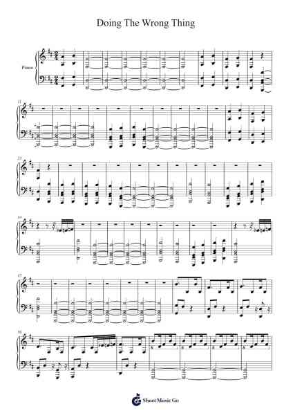 Doing The Wrong Thing Sheet Music by Kaki King-Arr.Wilheljones