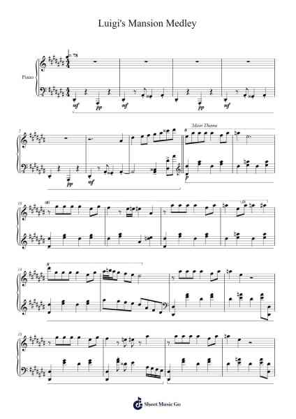 Luigi's Mansion Medley Sheet Music by Shinobu Tanaka/Kazumi Totaka-Arr.Kitthur