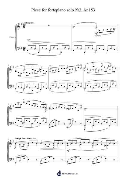 Piece for fortepiano solo No. 2, Ar. 153 Sheet Music by Carllass-Arr.Rydiah