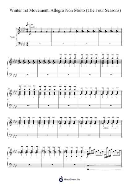 The Four Seasons - Winter in F Minor, RV. 297: I. Allegro Non Molto Sheet Music by Antonio Vivaldi-Arr.Paggo Bruhale