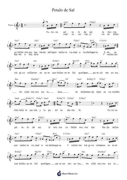Petalo de Sal Sheet Music by Fito Páez-Arr.Pullbush