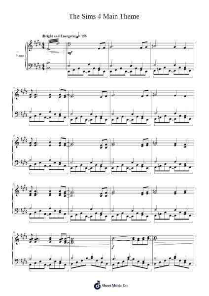 It's The Sims (Sims 4 Main Theme) Sheet Music by Ilan Eshkeri-Arr.Fagee