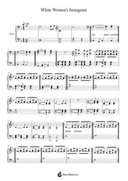 White Women's Instagram Sheet Music by Bo Burnham-Arr.Sinrin Sibylnice