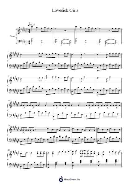 Lovesick Girls Musica per pianoforte di BLACKPINK - Arr.Lambken Bespag
