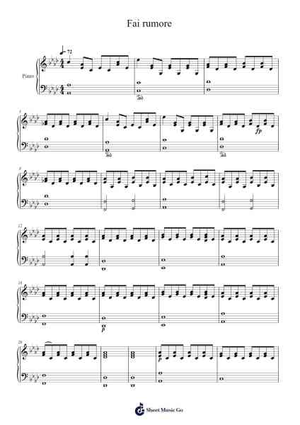 Fai rumore Sheet Music by Diodato-Arr.Jeffsey