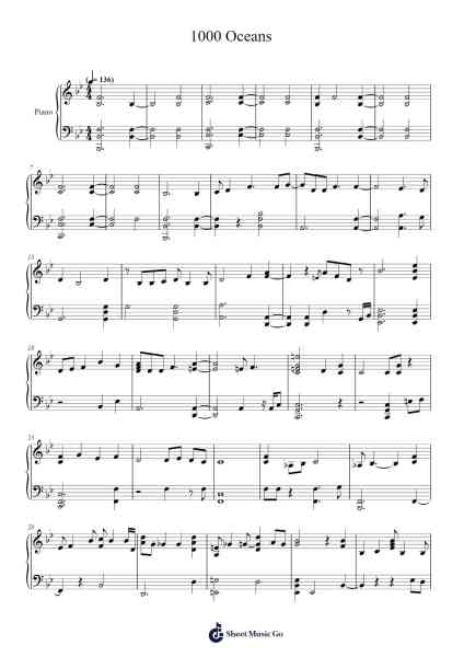 1000 Oceans Sheet Music by Tori Amos-Arr.Everal Baurell