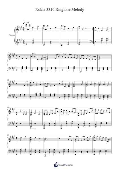 Nokia 3310 Ringtone Melody Sheet Music by undefined-Arr.Youngvian