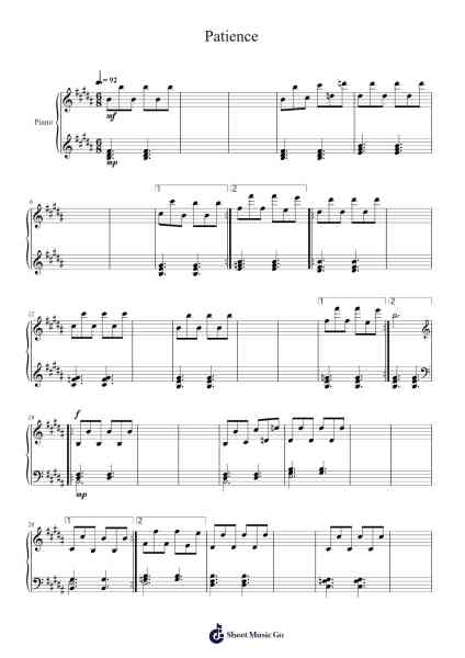 Patience Sheet Music by The Lumineers-Arr.Pauldo Reedbart