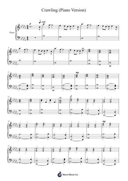Crawling (Piano Version) Sheet Music by Linkin Park-Arr.Fordniah