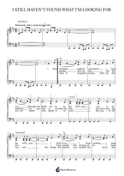 I Still Haven't Found What I'm Looking For Sheet Music by U2-Arr.Oryet Zosoll