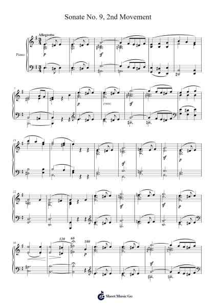 Sonate No. 9, 2nd Movement Sheet Music by Ludwig van Beethoven-Arr.Trund Milsoll