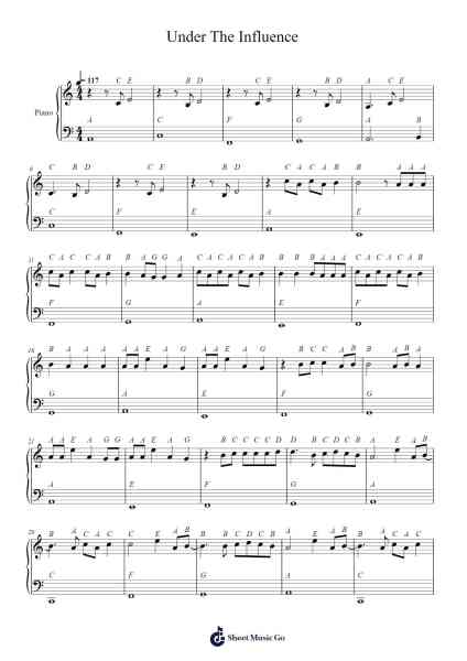 Under The Influence Sheet Music by Chris Brown-Arr.Wooraine Fintis