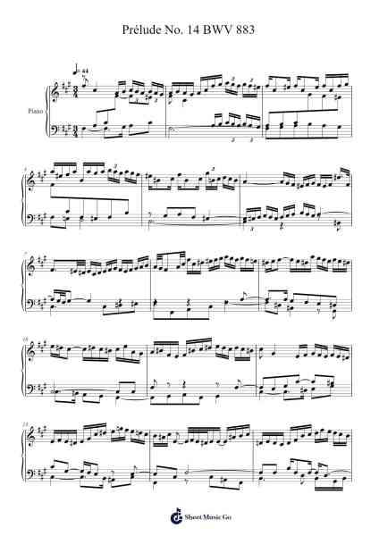 Prélude No. 14 in F♯ Minor, BWV 883 Sheet Music by Johann Sebastian Bach-Arr.Woodthorne Rylee