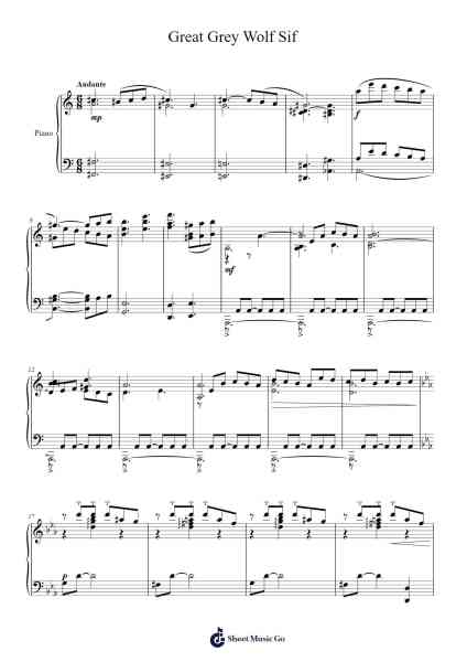 Great Grey Wolf Sif, Dark Souls Soundtrack Sheet Music by Motoi Sakuraba-Arr.Jersharp