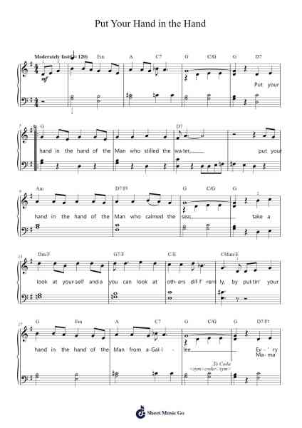 Put Your Hand in the Hand Sheet Music by Ocean-Arr.Boycelee