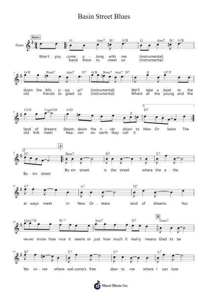 Basin Street Blues Sheet Music by Spencer Williams-Arr.Maltzster Colcott
