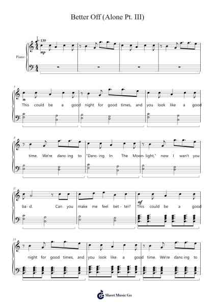 Better Off (Alone Pt. III) Sheet Music by Alan Walker/Dash Berlin/Vikkstar-Arr.Moisham Whcky