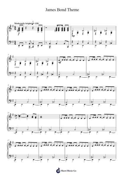James Bond Theme Sheet Music by Monty Norman-Arr.Clairenor Jouvic