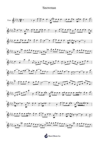 Snowman Sheet Music by Sia-Arr.Attcolm