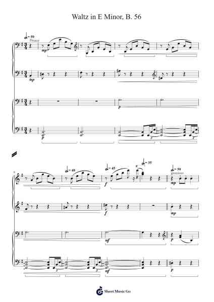 Waltz in E Minor, B. 56 for 4 Hands Sheet Music by Frédéric Chopin-Arr.Lytsteele