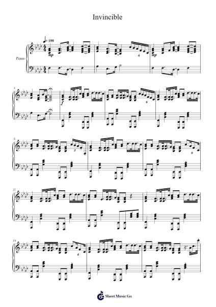Invincible Sheet Music by DEAF KEV-Arr.Prittlay