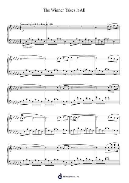 The Winner Takes It All Sheet Music by ABBA-Arr.Midtor