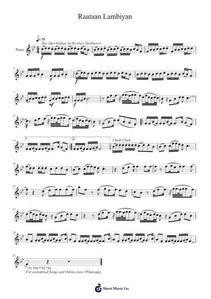 Raataan Lambiyan Sheet Music by Tanishk Bagchi-Arr.Gedodd