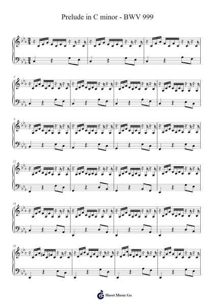Prelude in C Minor, BWV 999 Sheet Music by Johann Sebastian Bach-Arr.Windwood
