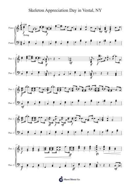 Skeleton Appreciation Day in Vestal, NY Sheet Music by Will Wood and the Tapeworms-Arr.Temlouie Ramsjo