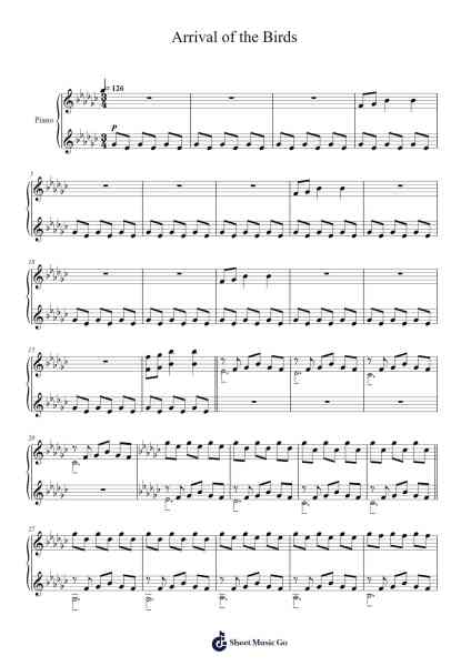 Arrival of the Birds Sheet Music by The Cinematic Orchestra-Arr.Chadner