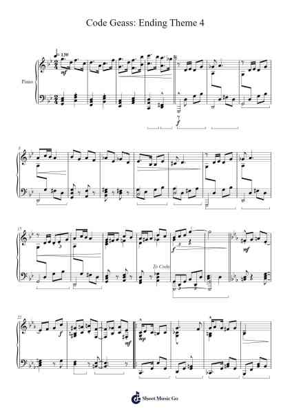 Code Geass: Ending Theme 4 Sheet Music by ALI Project-Arr.Darcarr