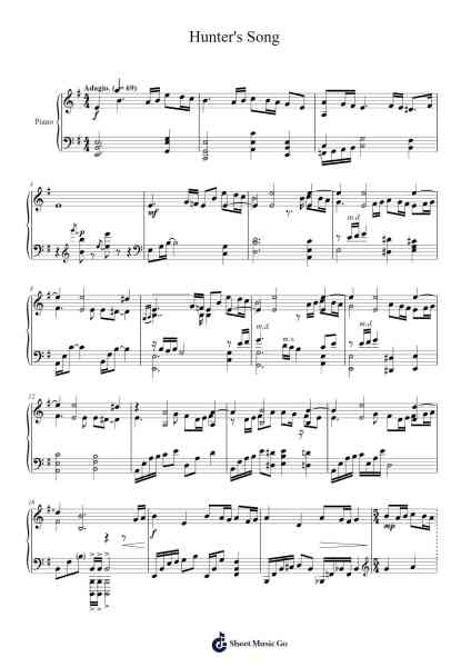 Hunter's Song Sheet Music by Adam Gubman-Arr.Jesvin