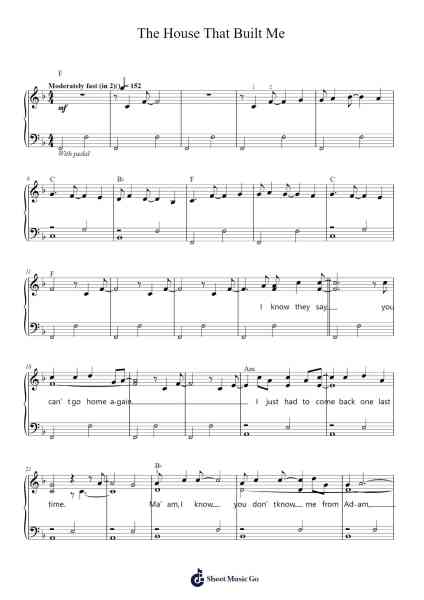 The House That Built Me Sheet Music by Miranda Lambert-Arr.Bellzer Elrene