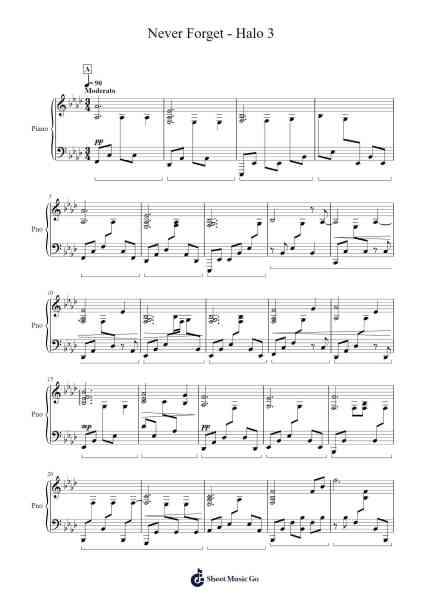Never Forget - Halo 3 Sheet Music by Martin O'Donnell/Kyle Landry-Arr.Tofrances
