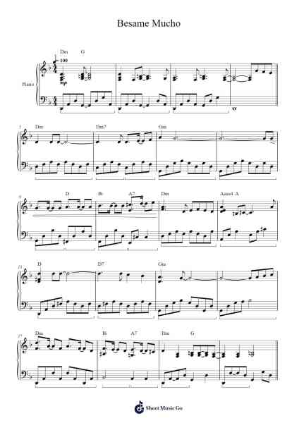 Besame Mucho Sheet Music by Consuelo Velázquez-Arr.Wooraine Fintis