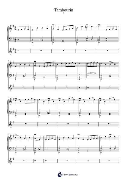 Suite in E Minor: VIII. Tambourin Sheet Music by Jean-Philippe Rameau-Arr.Bushdiah Kenthood