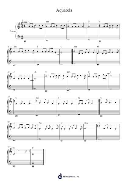 Aquarela Sheet Music by Toquinho-Arr.Mikejay Croftges