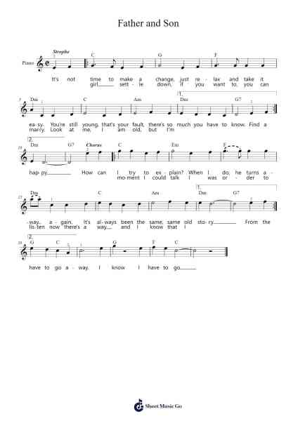 Father and Son Sheet Music by Cat Stevens-Arr.Dekes