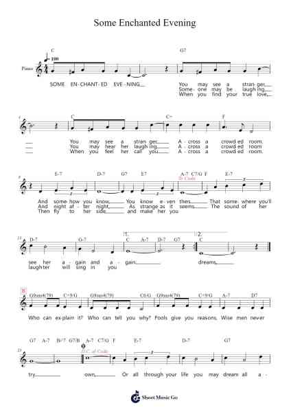 Some Enchanted Evening Sheet Music by Rodgers & Hammerstein-Arr.Dekes